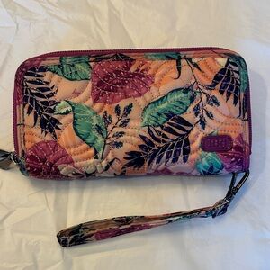 Lug Splits XL Wristlet RFID Wallet in the Azalea Pink Print
